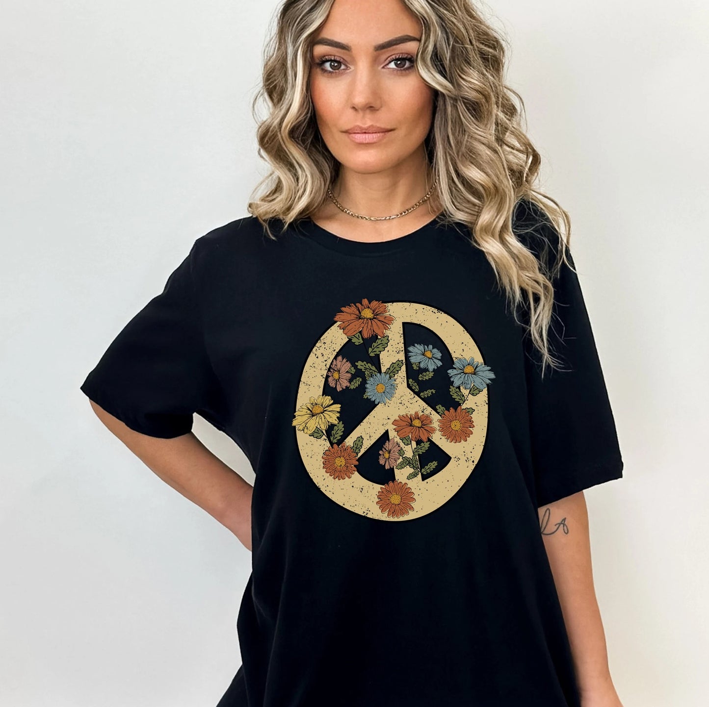 Comfort Colors Retro Peace Love Shirt, Hippie Vibes Tee