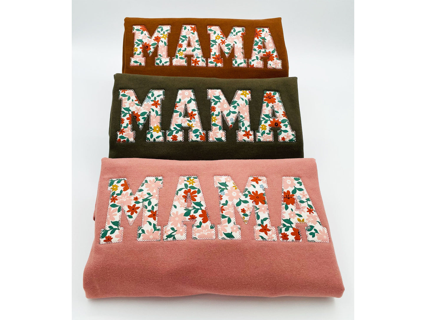 Custom Embroidered Mama sweatshirt Floral Applique Sweatshirt