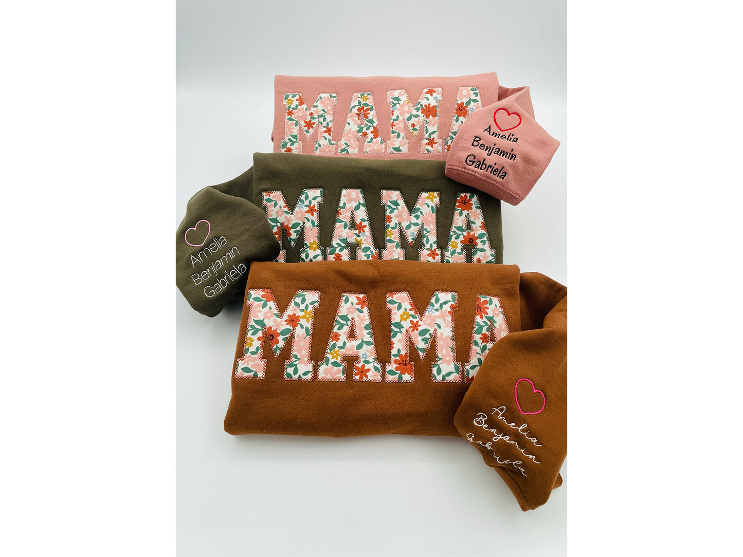 Custom Embroidered Mama sweatshirt Floral Applique Sweatshirt