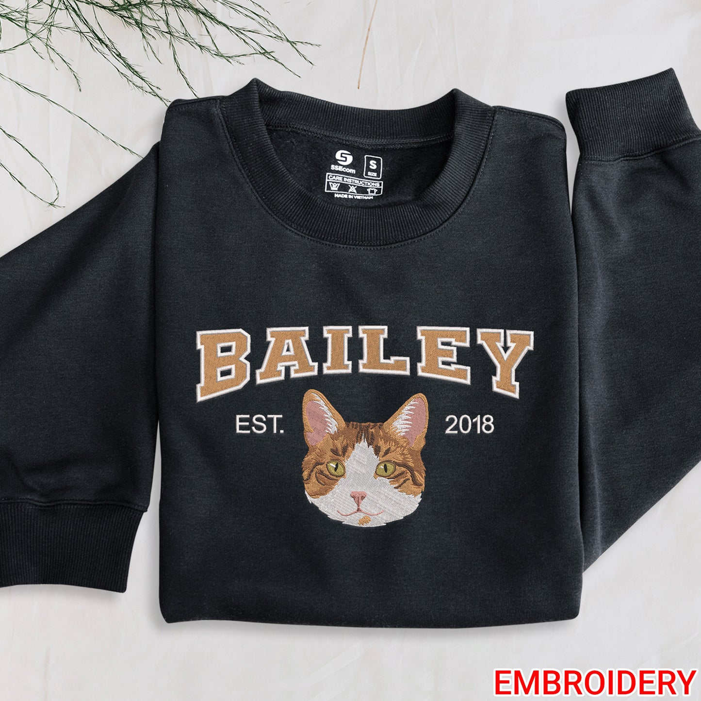 Varsity Custom Embroidered Dog Sweatshirt, Custom Dog Cat Pet Tshirt Sweatshirt Hoodie