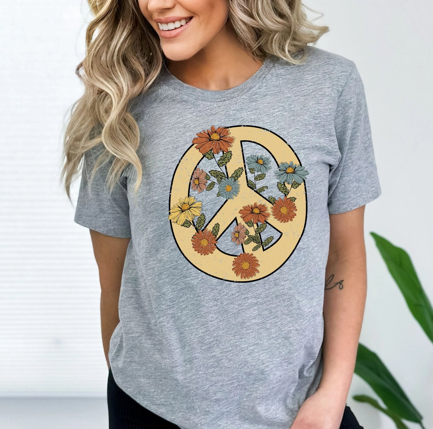 Comfort Colors Retro Peace Love Shirt, Hippie Vibes Tee