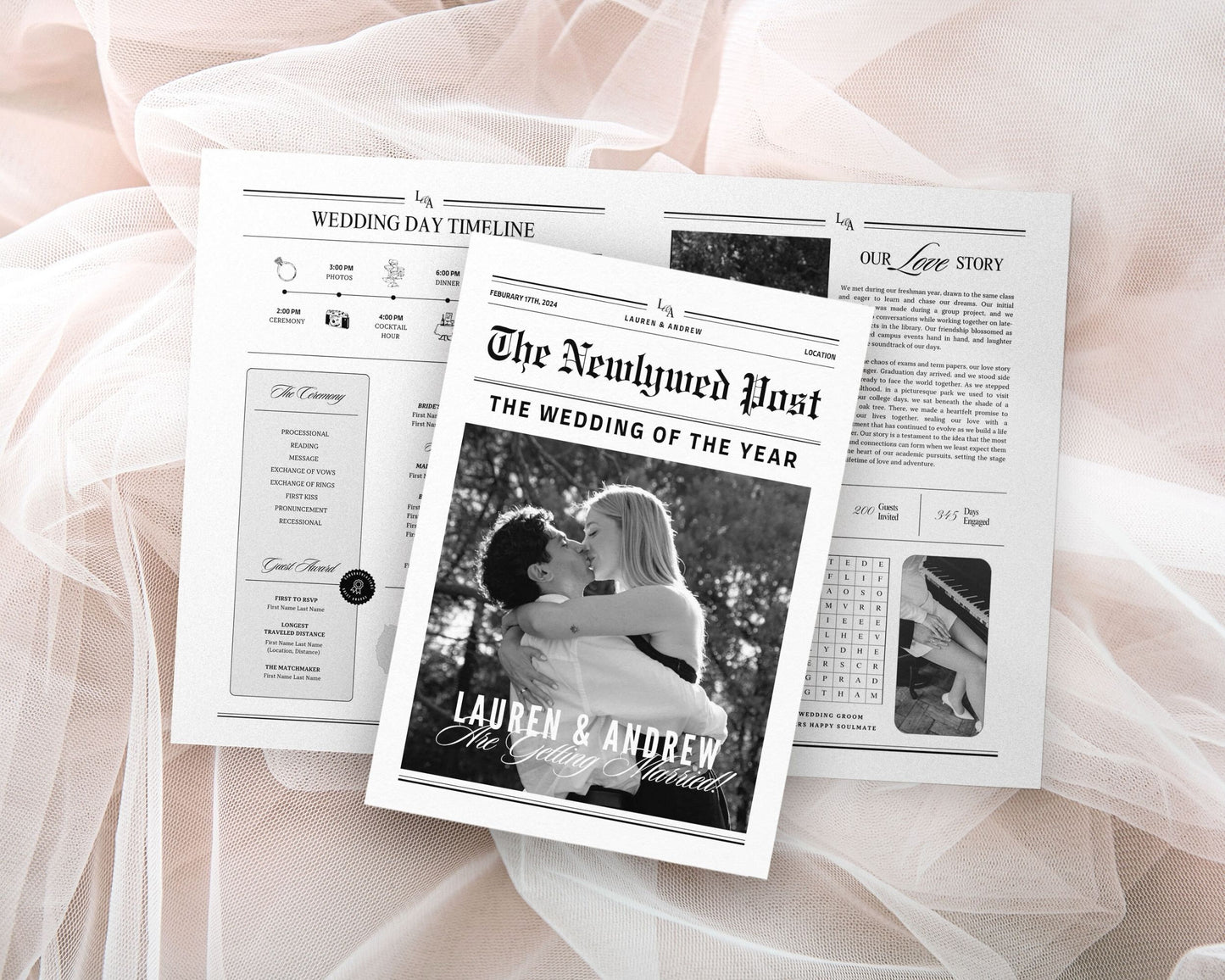 Custom Wedding Newspaper Template