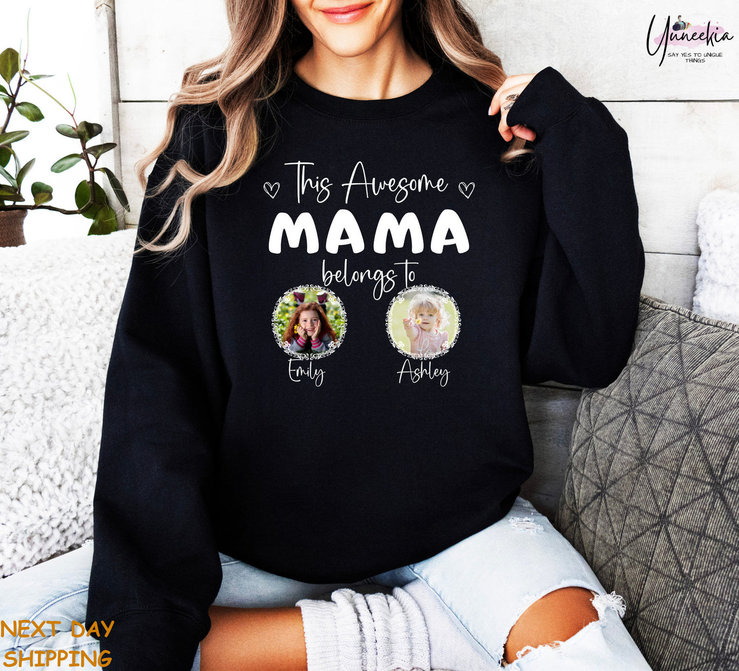 This Awesome Mama Belongs To - Personalized Photo Comfort Tee