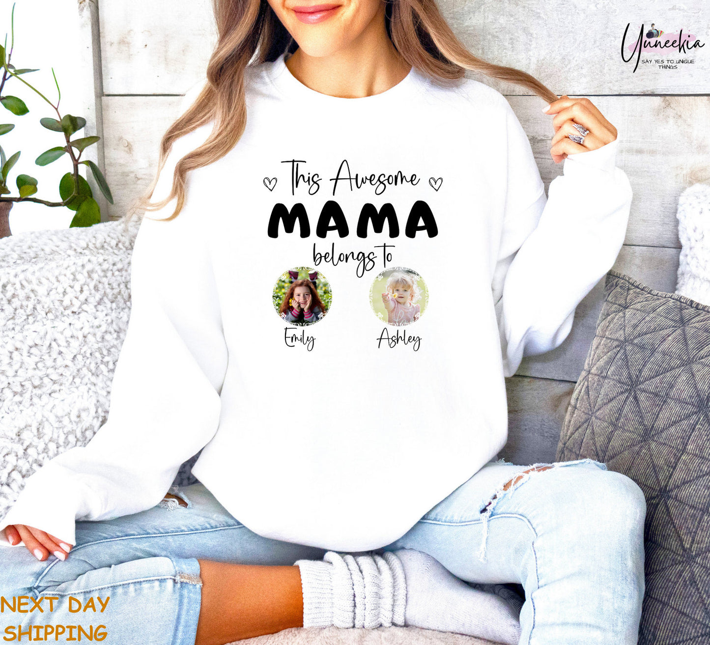 This Awesome Mama Belongs To - Personalized Photo Comfort Tee