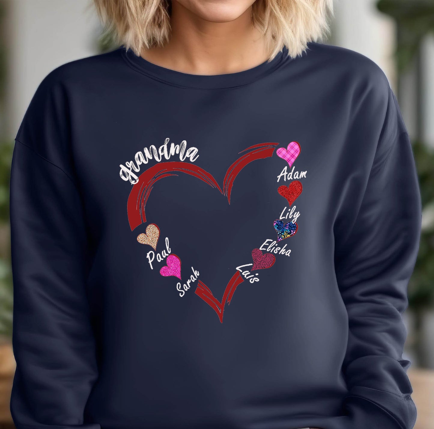 Custom Grandma Heart Sweatshirt，Mothers Day Sweater