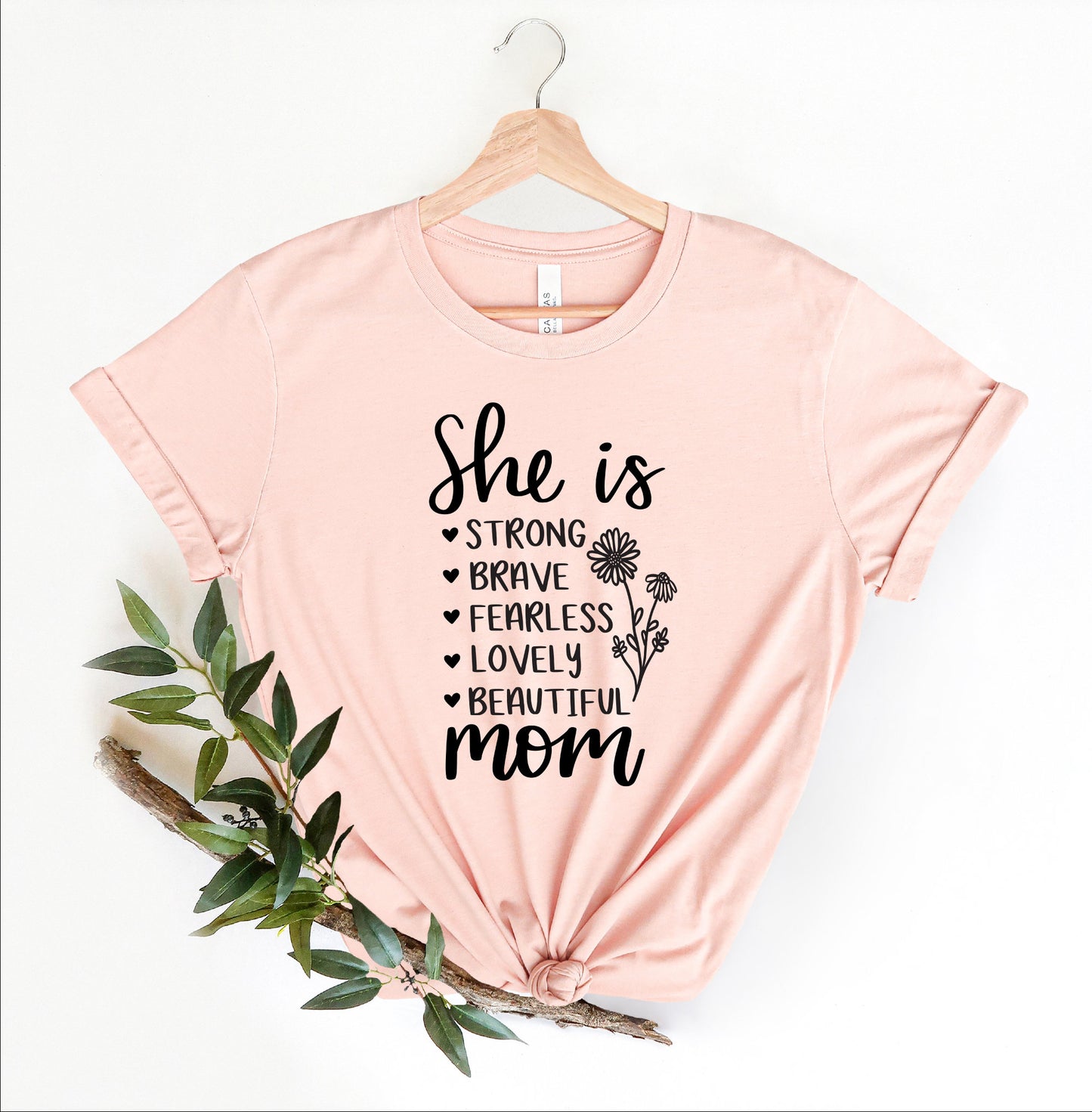 Mom Retro Shirt，She Is Strong Brave Mom Shirt