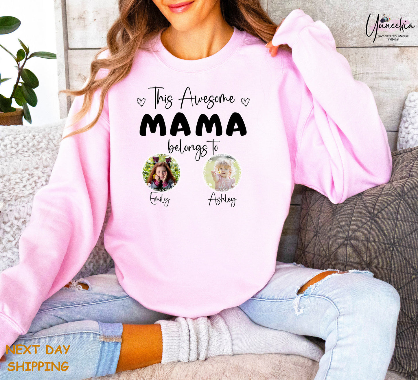 This Awesome Mama Belongs To - Personalized Photo Comfort Tee