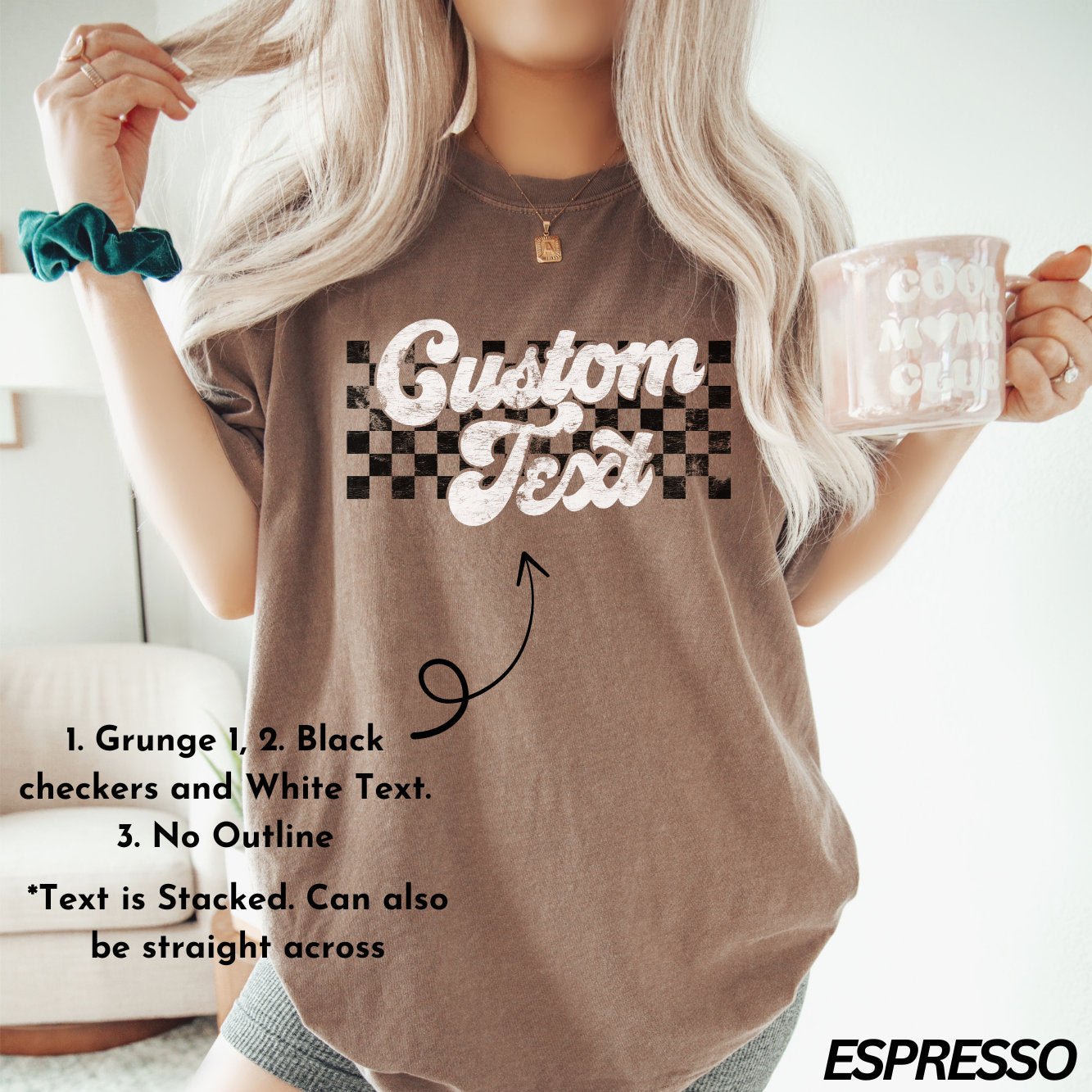 Custom Text Checkered Unisex Shirt, Comfort Colors Shirt