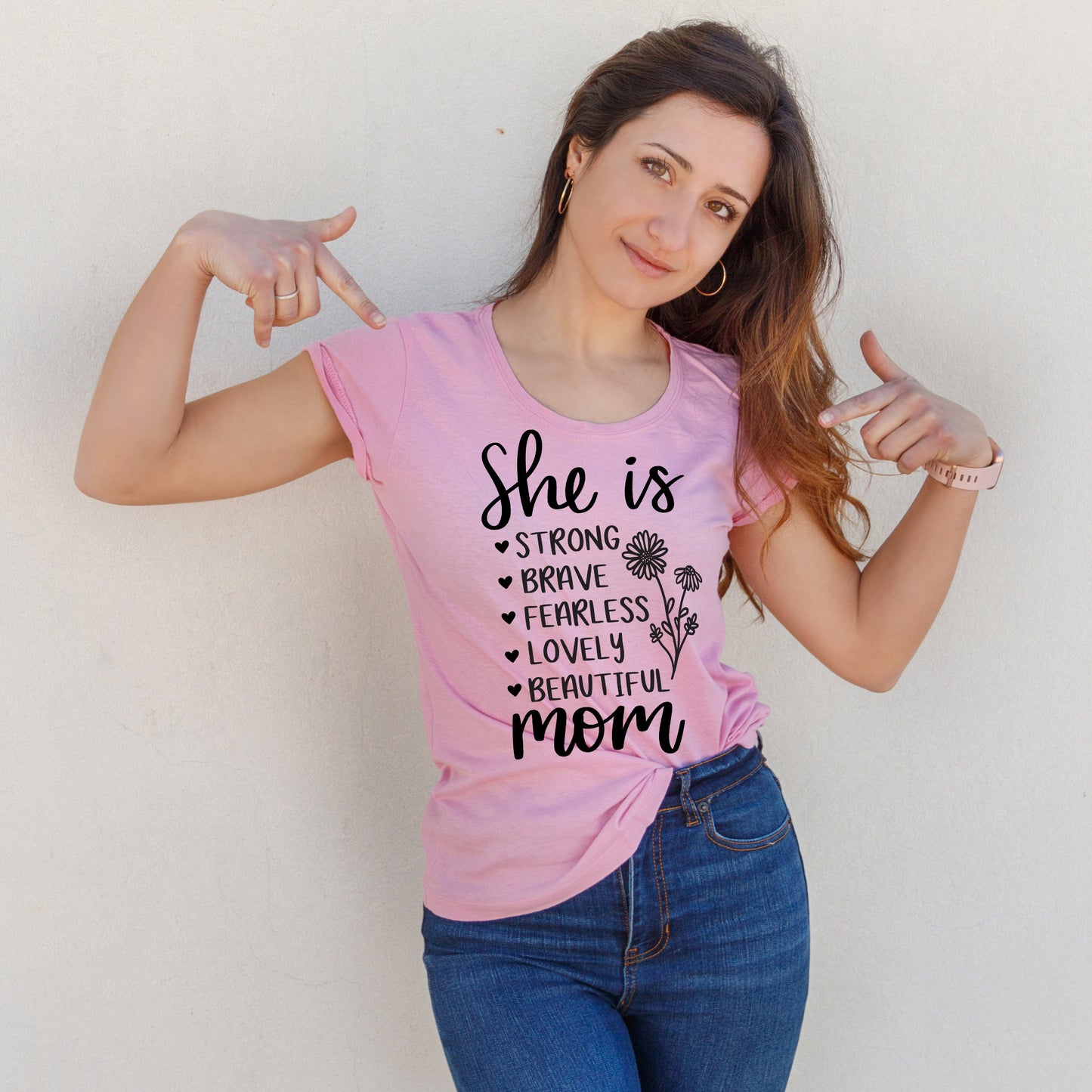 Mom Retro Shirt，She Is Strong Brave Mom Shirt