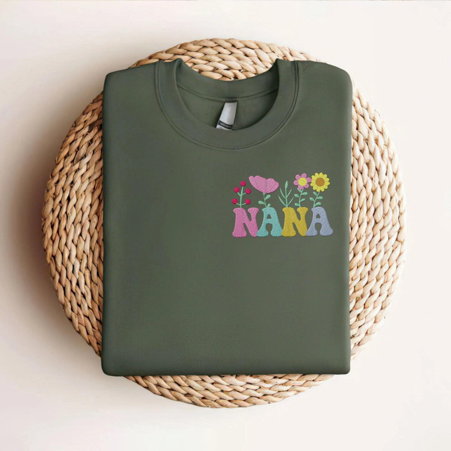 Custom Floral Nana Embroidered Shirt