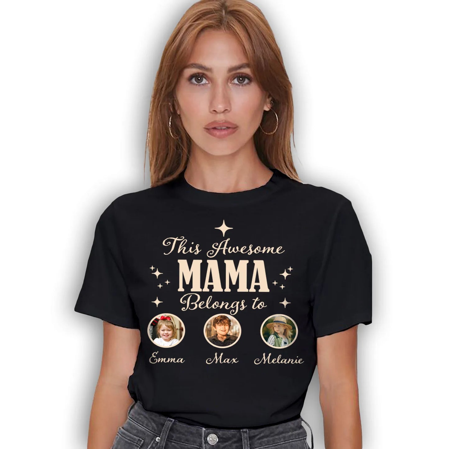 This Awesome Mama Belongs To - Personalized Photo Comfort Tee