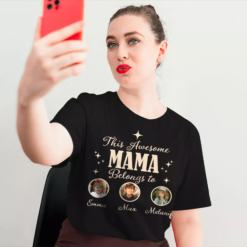 This Awesome Mama Belongs To - Personalized Photo Comfort Tee